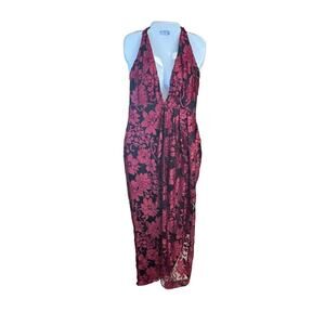 New House of Harlow 1960 X Revolve Velvet Accent Floral Halter Dress Women's S